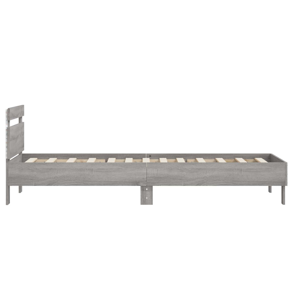 Bettgestell mit LED Grau Sonoma 80 x 200 cm Holzwerkstoff