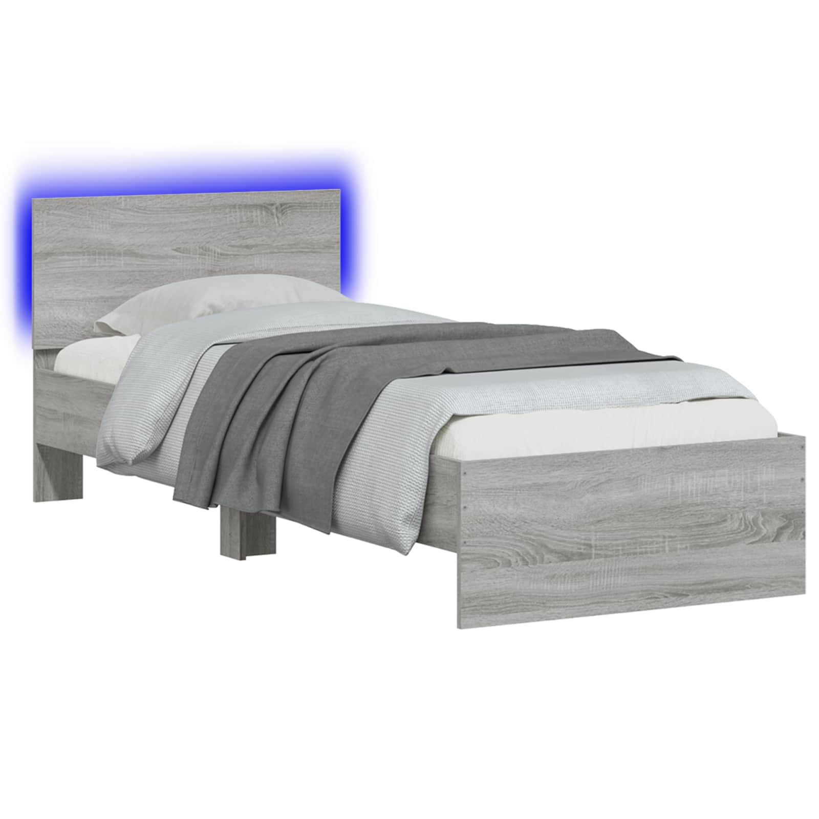 Bettgestell mit LED Grau Sonoma 80 x 200 cm Holzwerkstoff