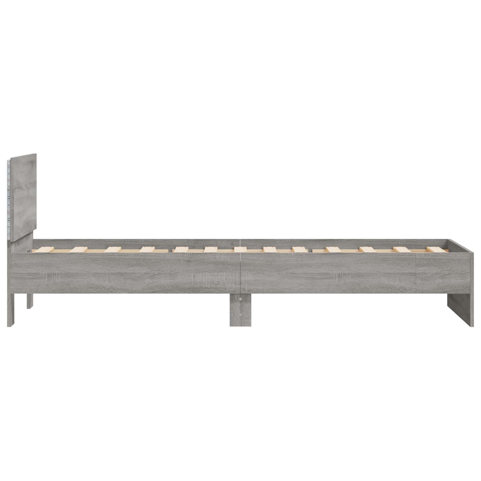 Bettgestell mit LED Grau Sonoma 80 x 200 cm Holzwerkstoff
