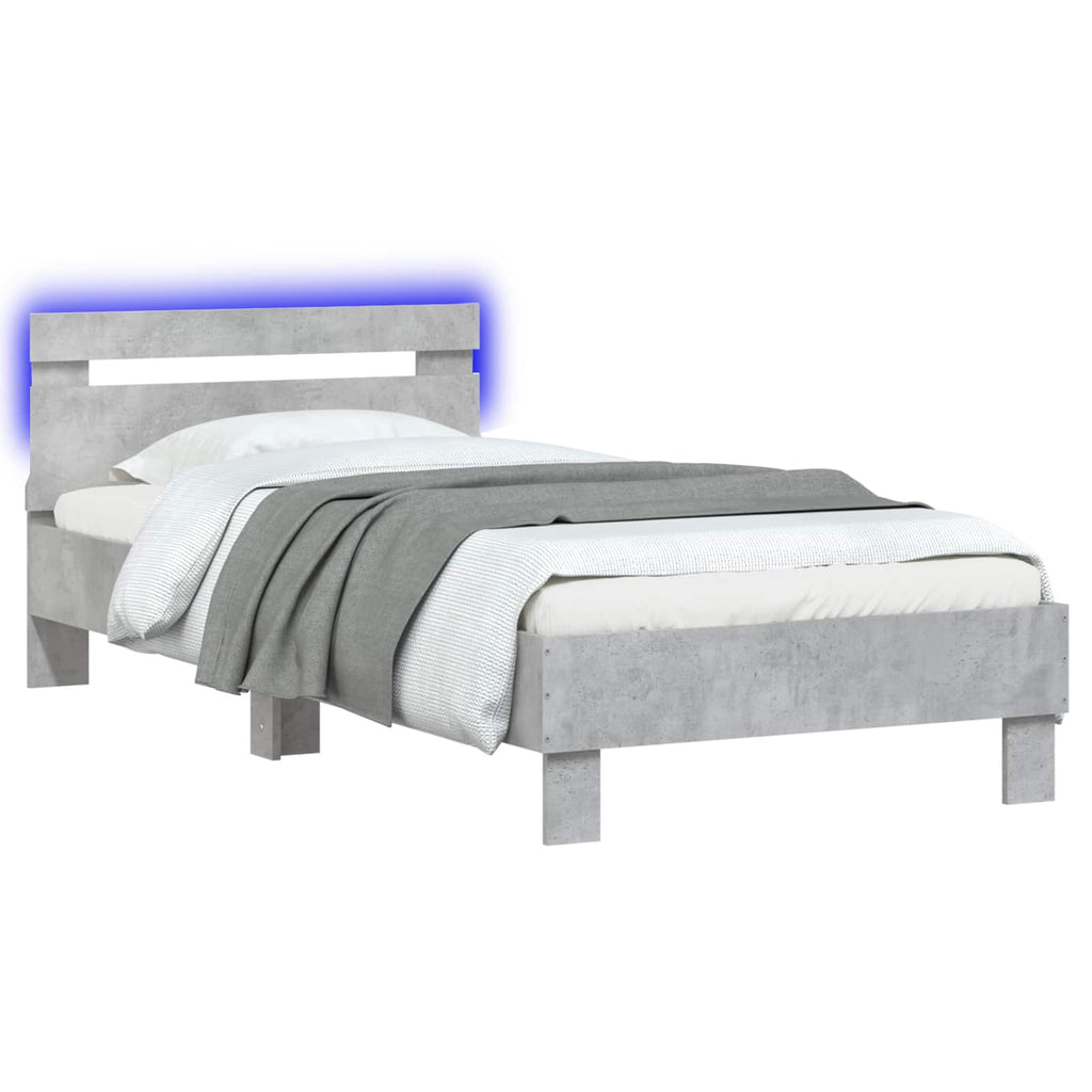 Bettgestell mit LED Betongrau 80 x 200 cm Holzwerkstoff