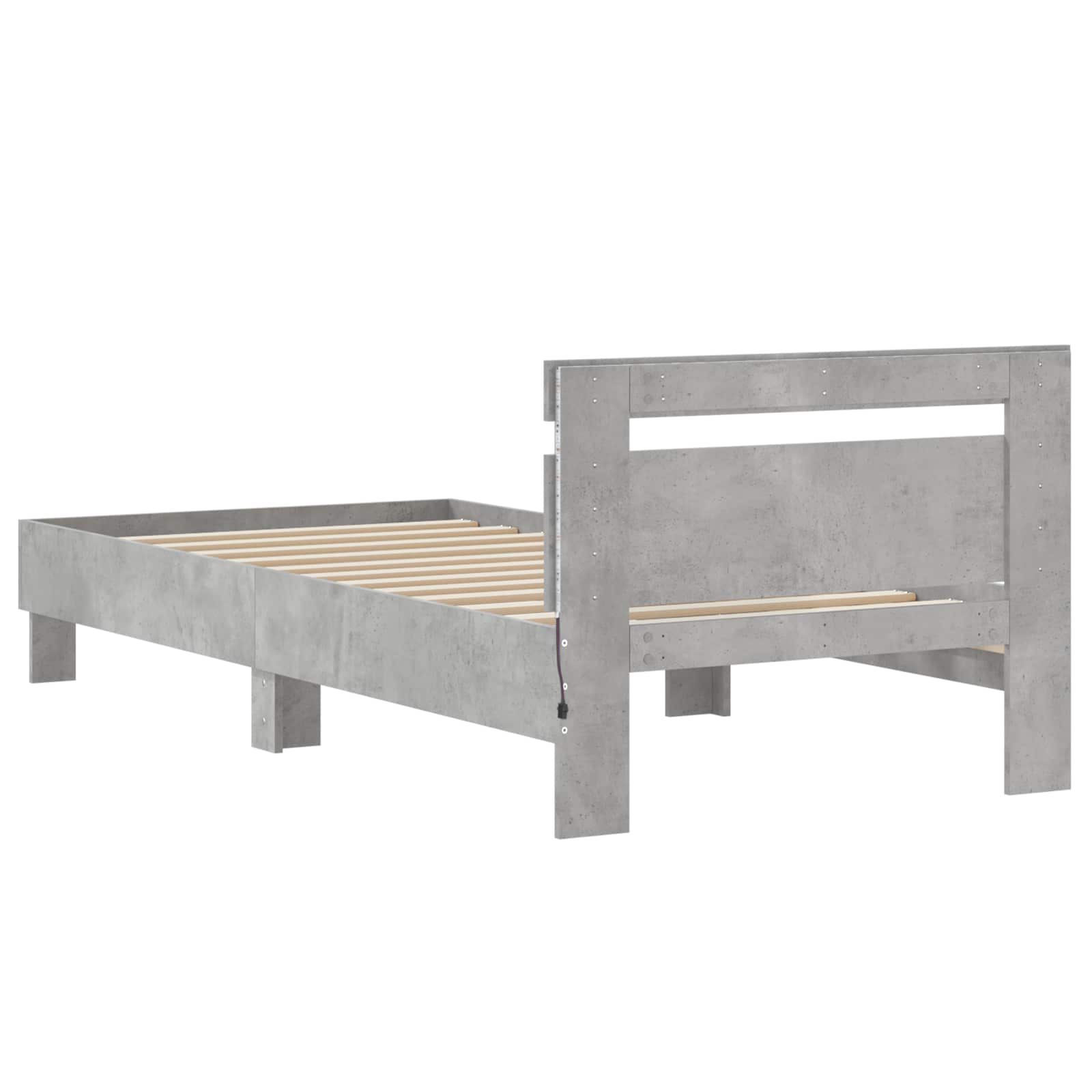Bettgestell mit LED Betongrau 80 x 200 cm Holzwerkstoff