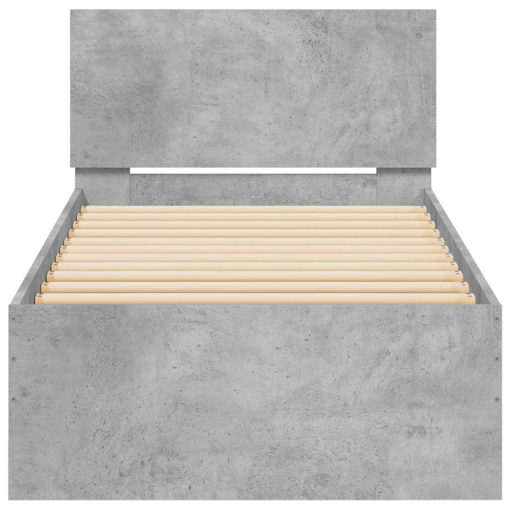 Bettgestell mit LED Betongrau 80 x 200 cm Holzwerkstoff