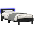 Bettgestell mit LED Schwarze Eiche 80 x 200 cm Holzwerkstoff