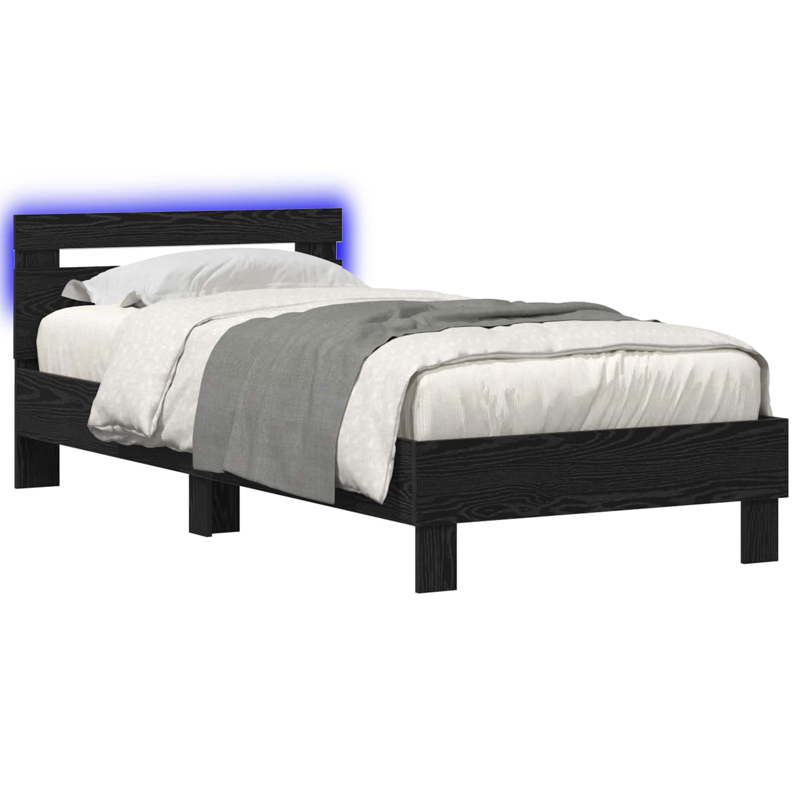 Bettgestell mit LED Schwarze Eiche 80 x 200 cm Holzwerkstoff