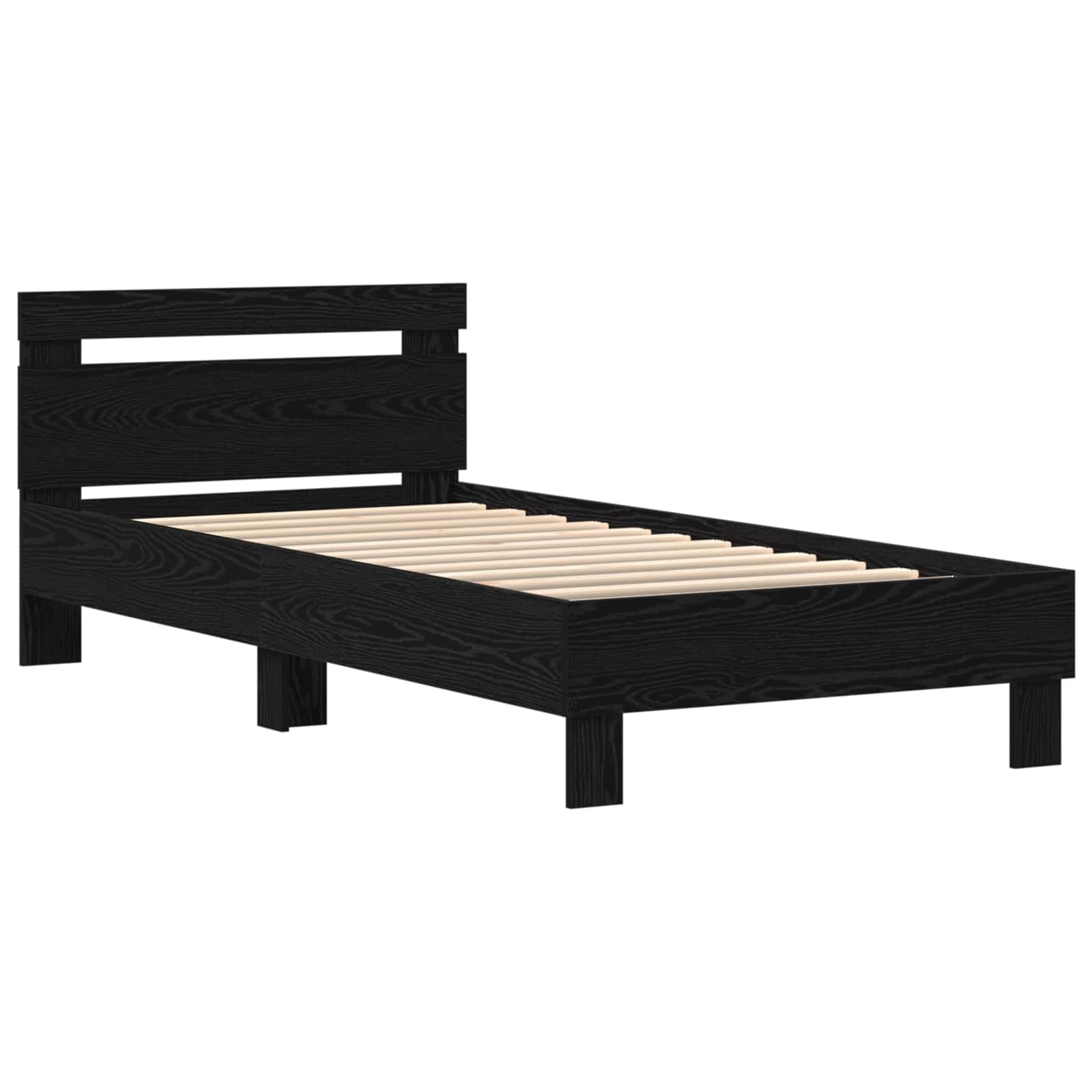 Bettgestell mit LED Schwarze Eiche 80 x 200 cm Holzwerkstoff