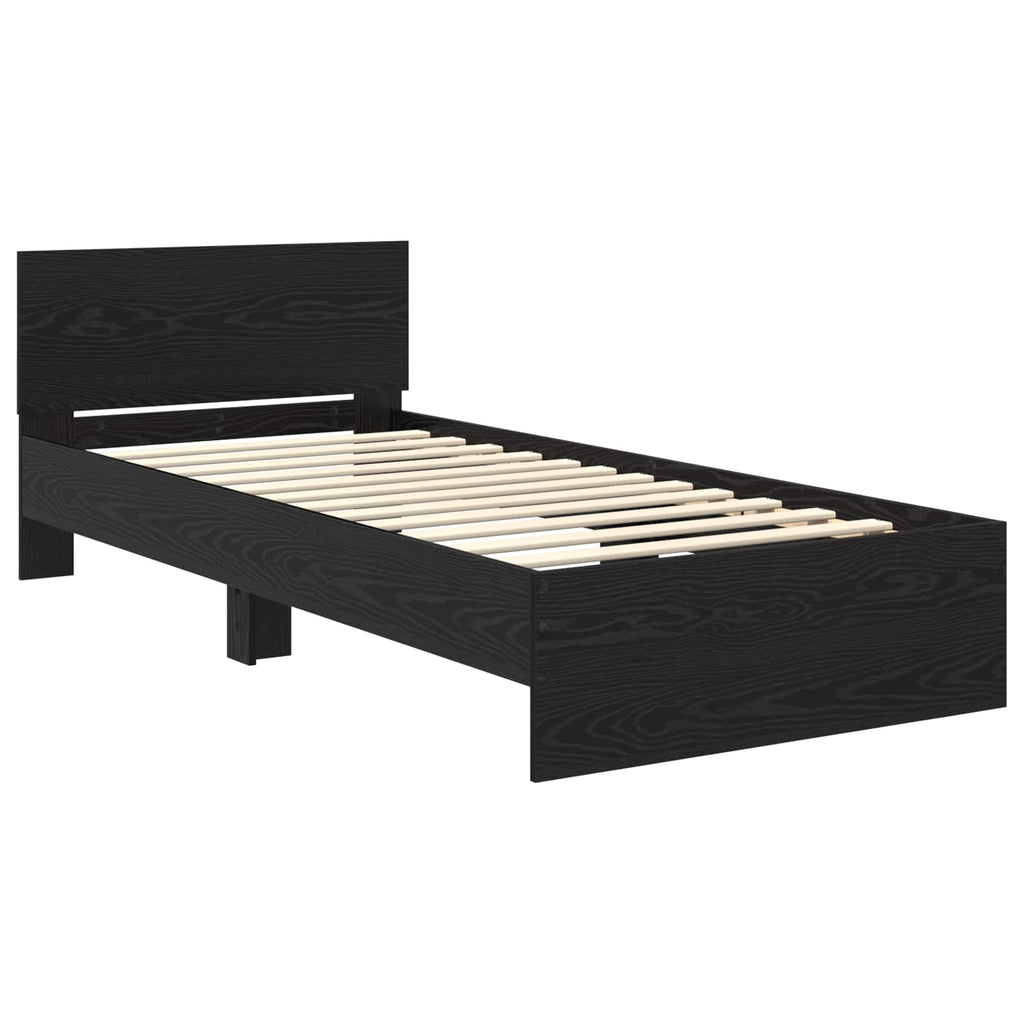 Bettgestell mit LED Schwarze Eiche 80 x 200 cm Holzwerkstoff
