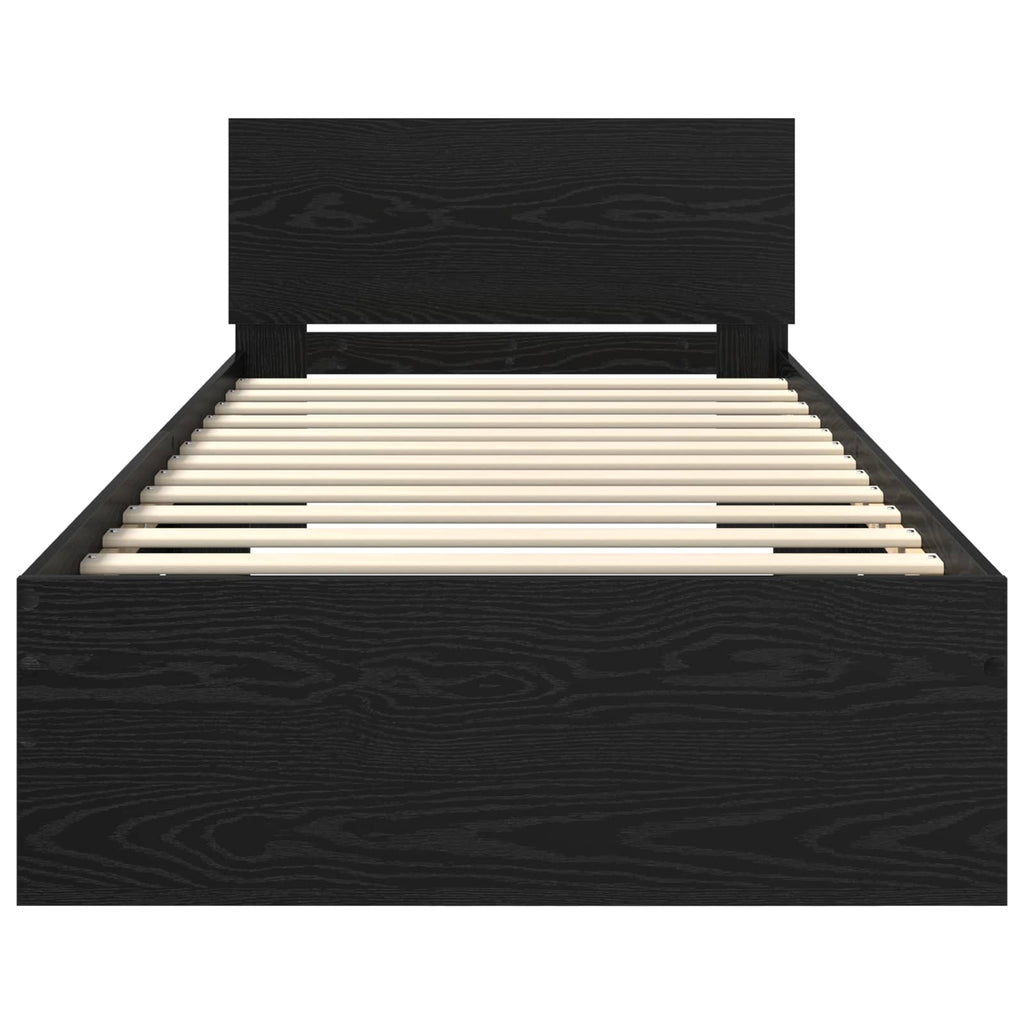 Bettgestell mit LED Schwarze Eiche 80 x 200 cm Holzwerkstoff
