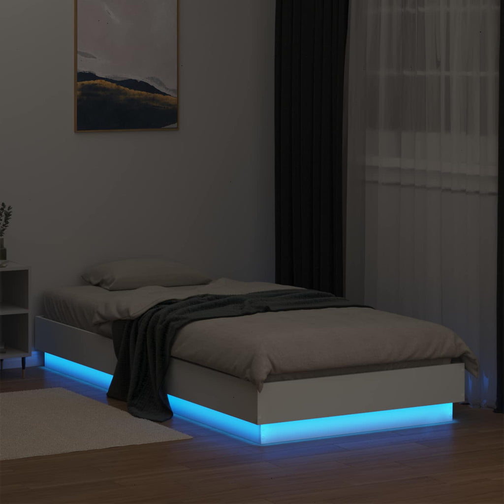 Bettgestell mit LED Weiß 80 x 200 cm Holzwerkstoff