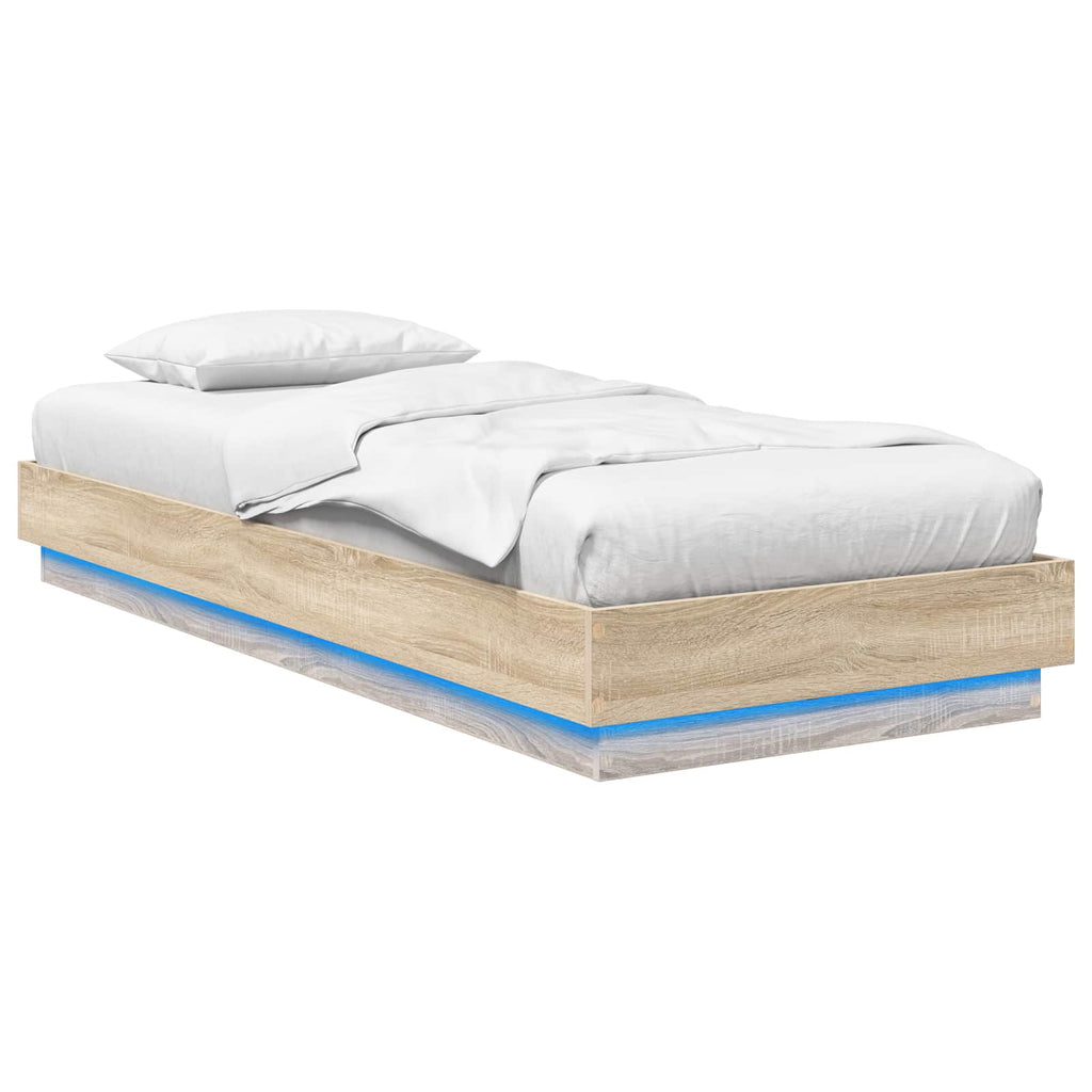 Bettgestell mit LED Sonoma-Eiche 80 x 200 cm Holzwerkstoff