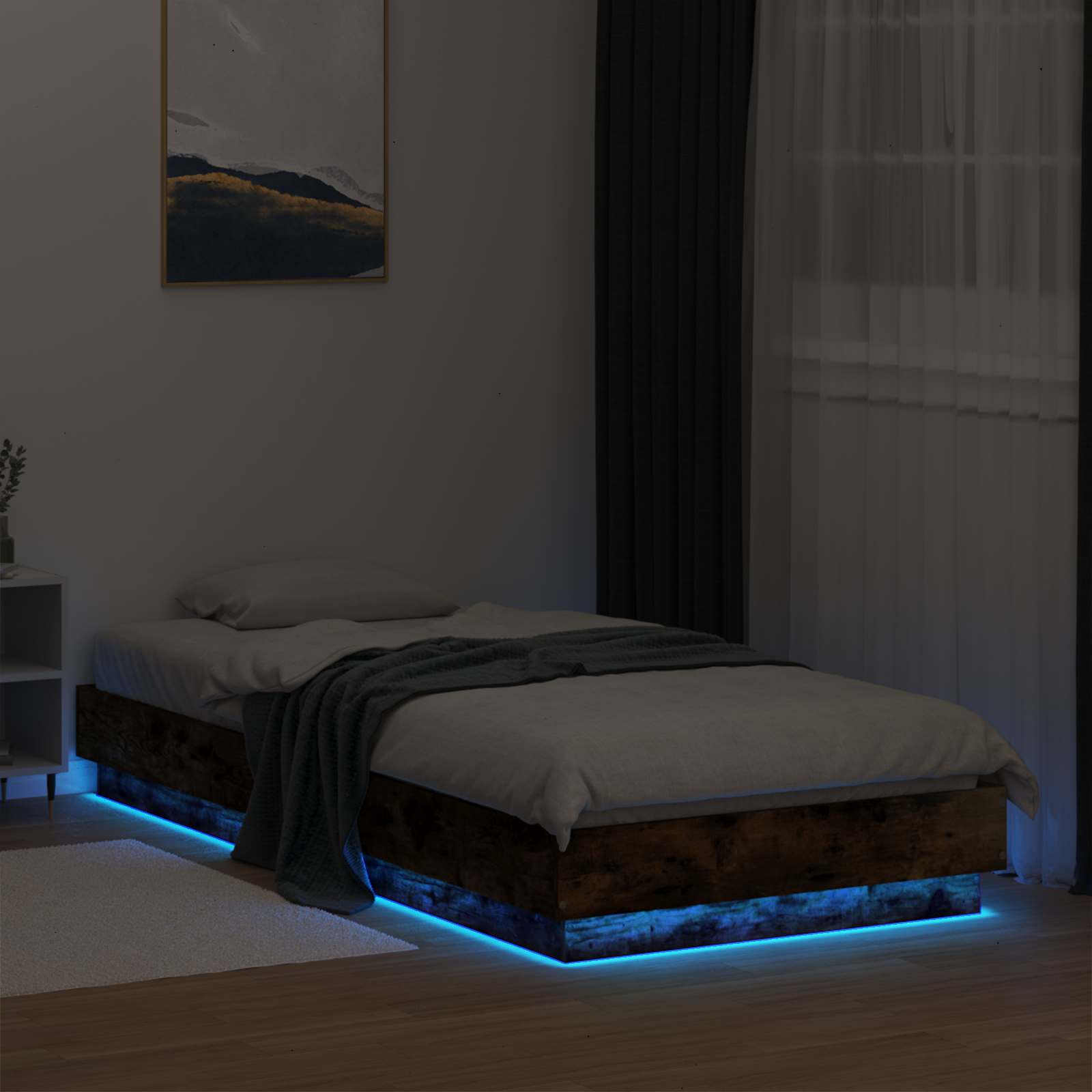 Bettgestell mit LED Geräucherte Eiche 80 x 200 cm Holzwerkstoff