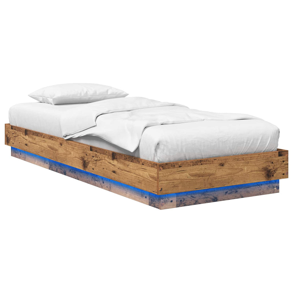 Bettgestell mit LED Altholz 80 x 200 cm Holzwerkstoff