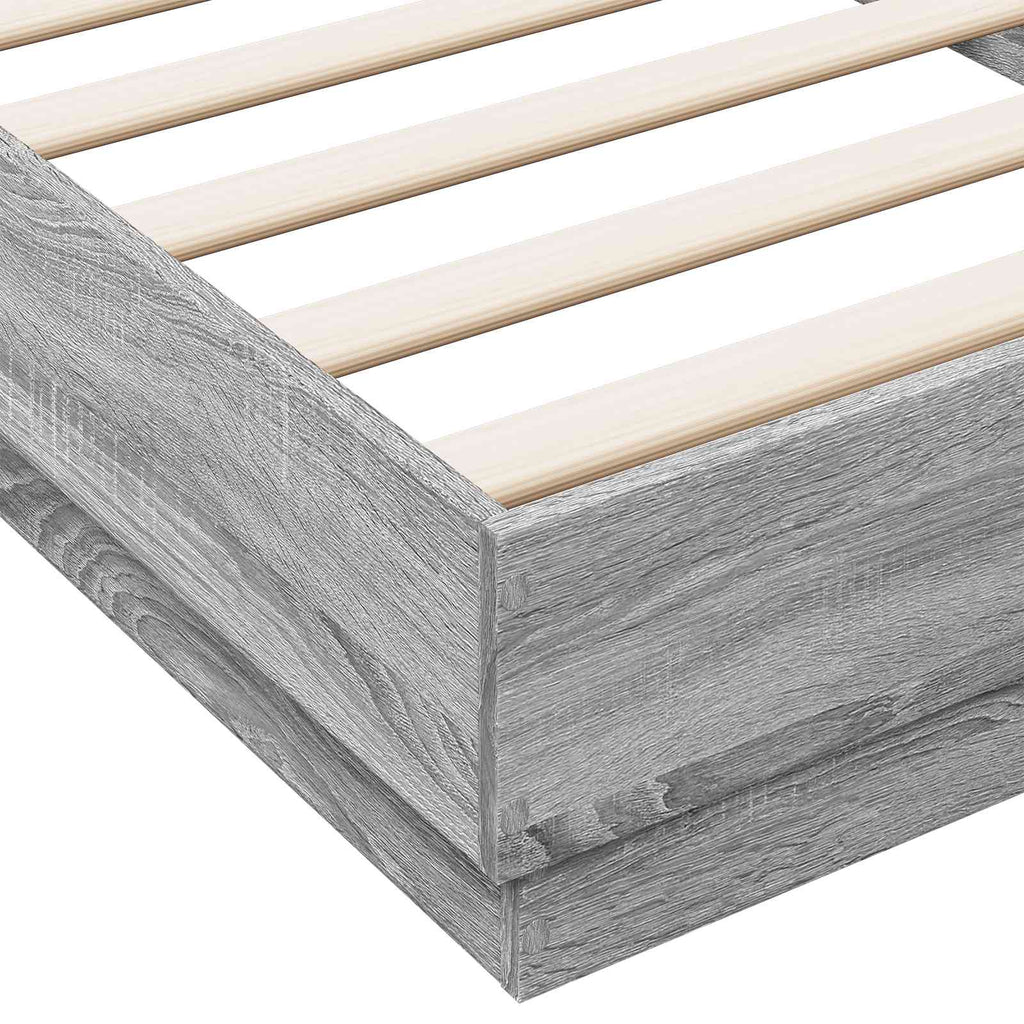 Bettgestell mit LED Grau Sonoma 80 x 200 cm Holzwerkstoff