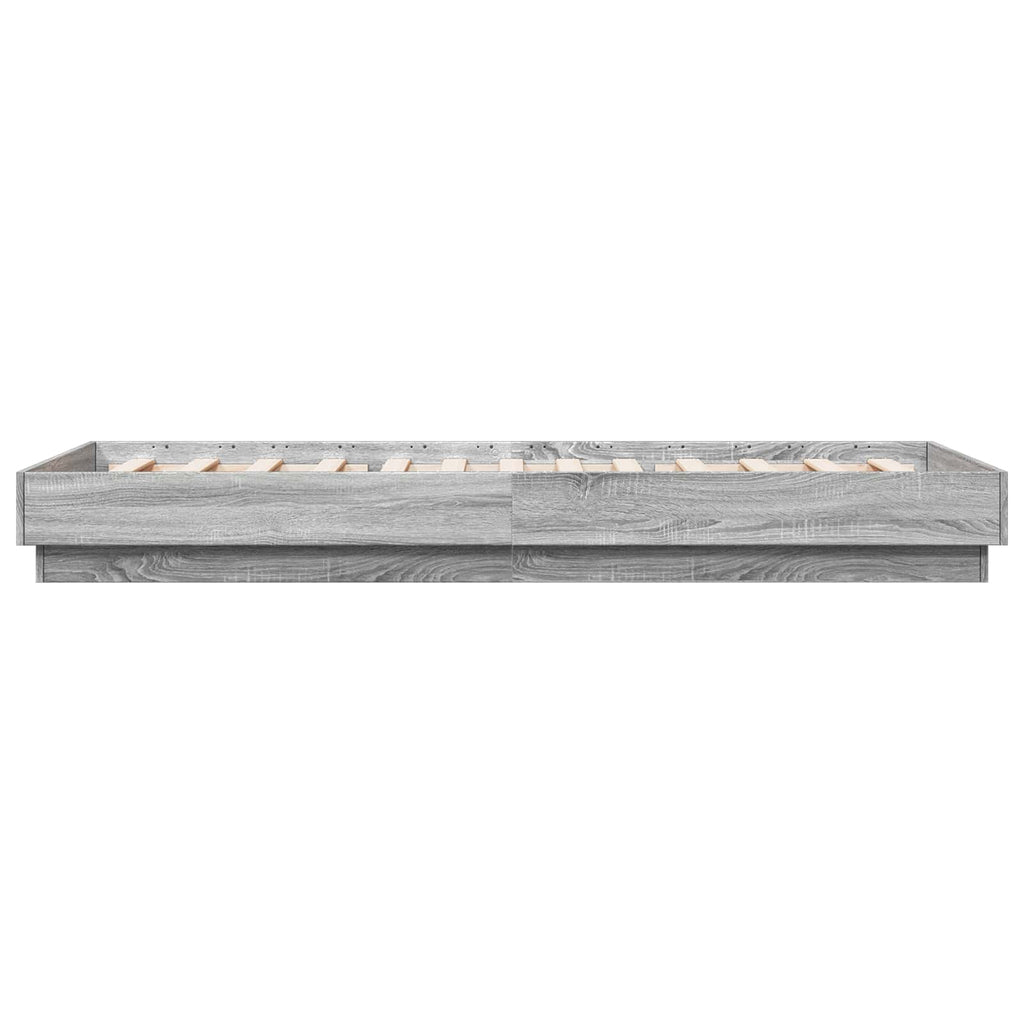 Bettgestell mit LED Grau Sonoma 80 x 200 cm Holzwerkstoff
