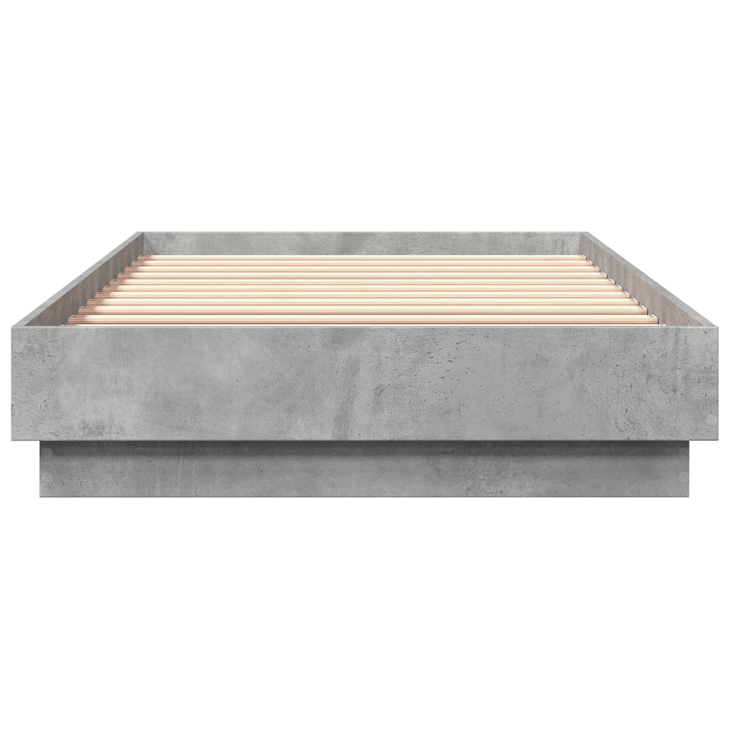 Bettgestell mit LED Betongrau 80 x 200 cm Holzwerkstoff