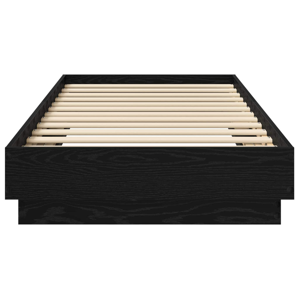 Bettgestell mit LED Schwarze Eiche 80 x 200 cm Holzwerkstoff