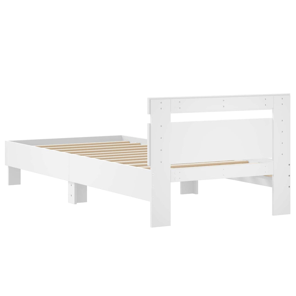Bettgestell mit Kopfteil Weiß 80 x 200 cm Holzwerkstoff