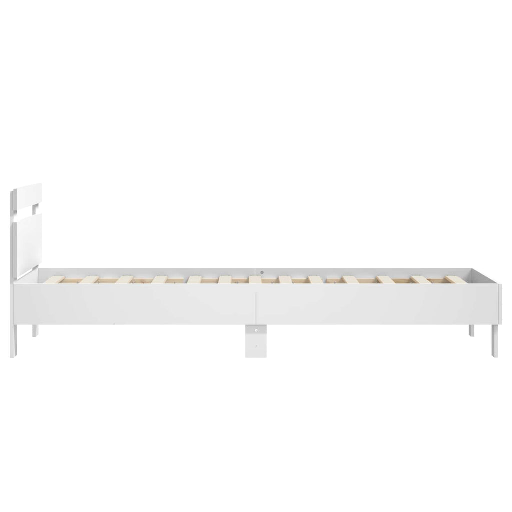 Bettgestell mit Kopfteil Weiß 80 x 200 cm Holzwerkstoff