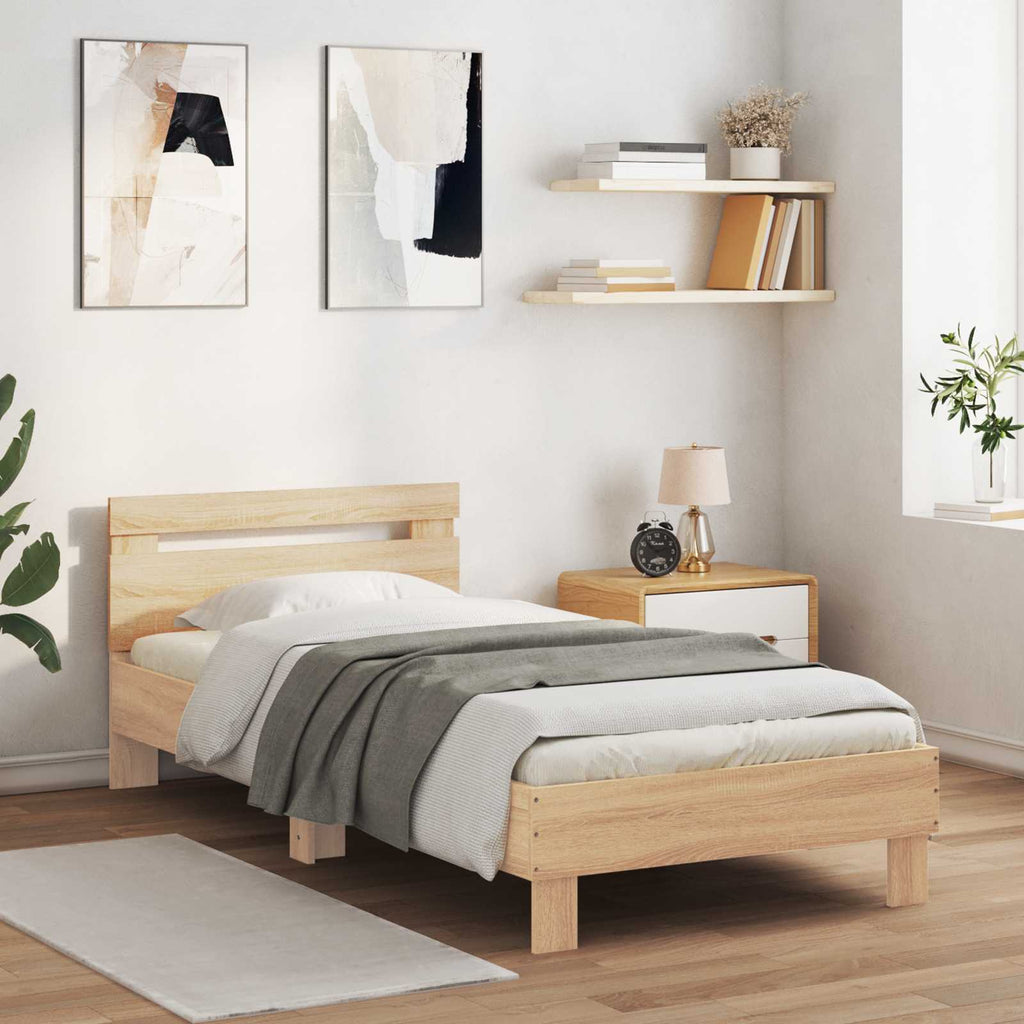 Bettgestell mit Kopfteil Sonoma-Eiche 80 x 200 cm Holzwerkstoff