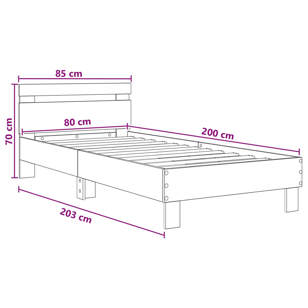 Bettgestell mit Kopfteil Sonoma-Eiche 80 x 200 cm Holzwerkstoff