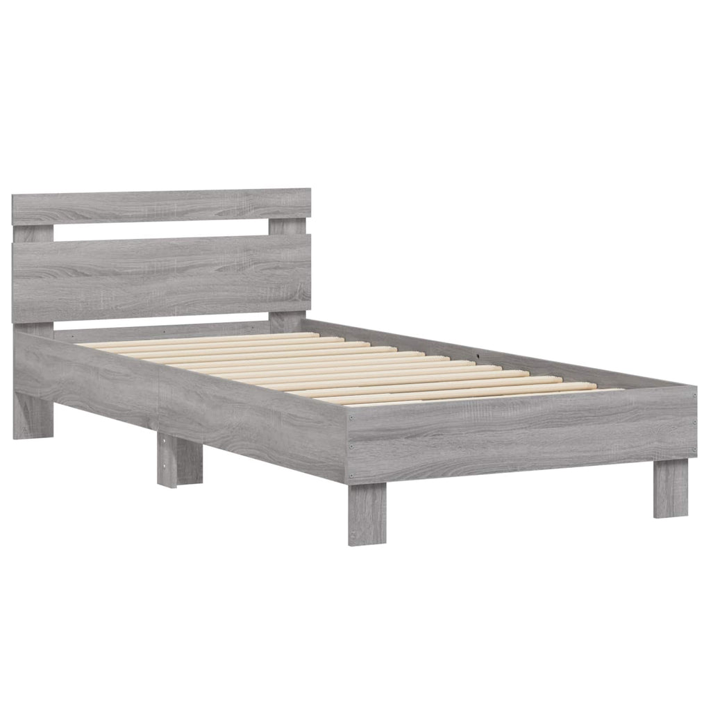 Bettgestell mit Kopfteil Grau Sonoma 80 x 200 cm Holzwerkstoff
