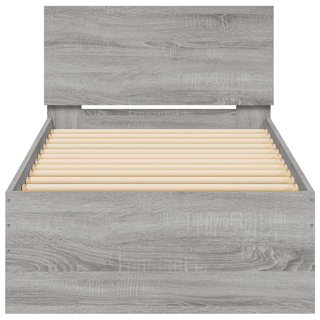 Bettgestell mit Kopfteil Grau Sonoma 80 x 200 cm