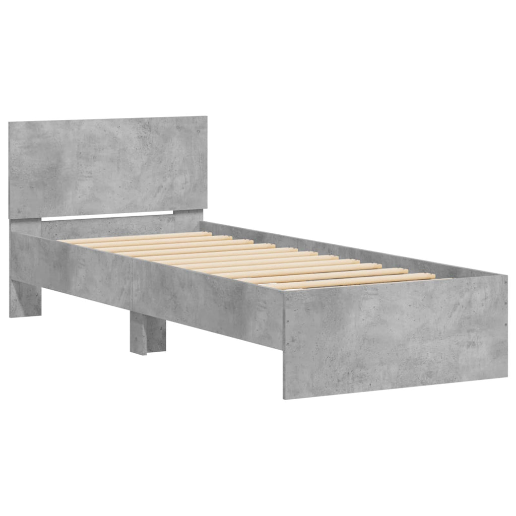 Bettgestell mit Kopfteil Betongrau 80 x 200 cm Holzwerkstoff