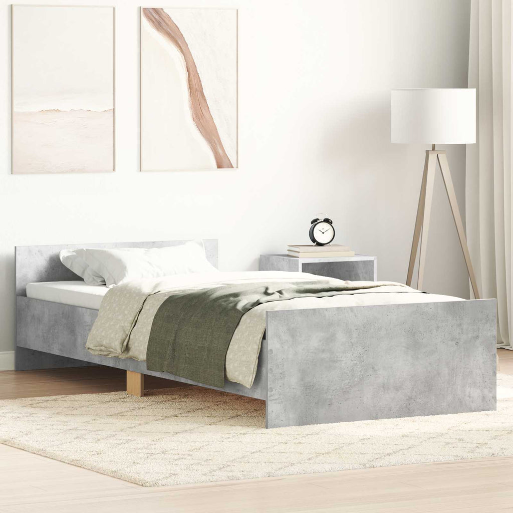Bettgestell mit Kopfteil Betongrau 80 x 200 cm Holzwerkstoff