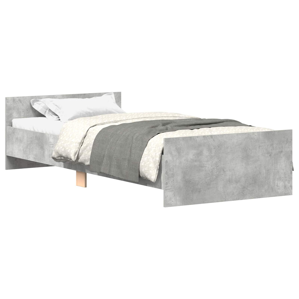 Bettgestell mit Kopfteil Betongrau 80 x 200 cm Holzwerkstoff