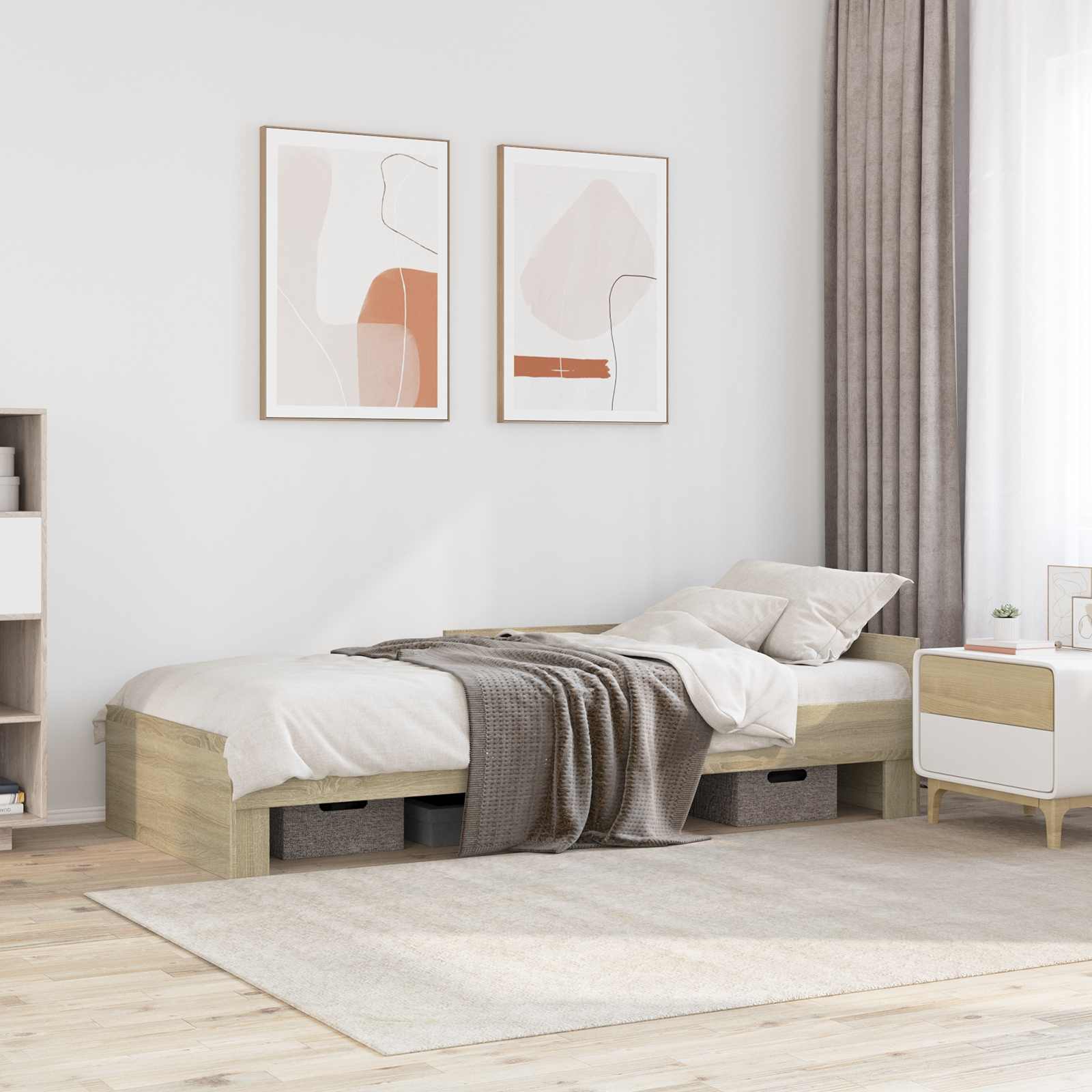 Bettgestell mit Kopfteil Sonoma-Eiche 80 x 200 cm Holzwerkstoff