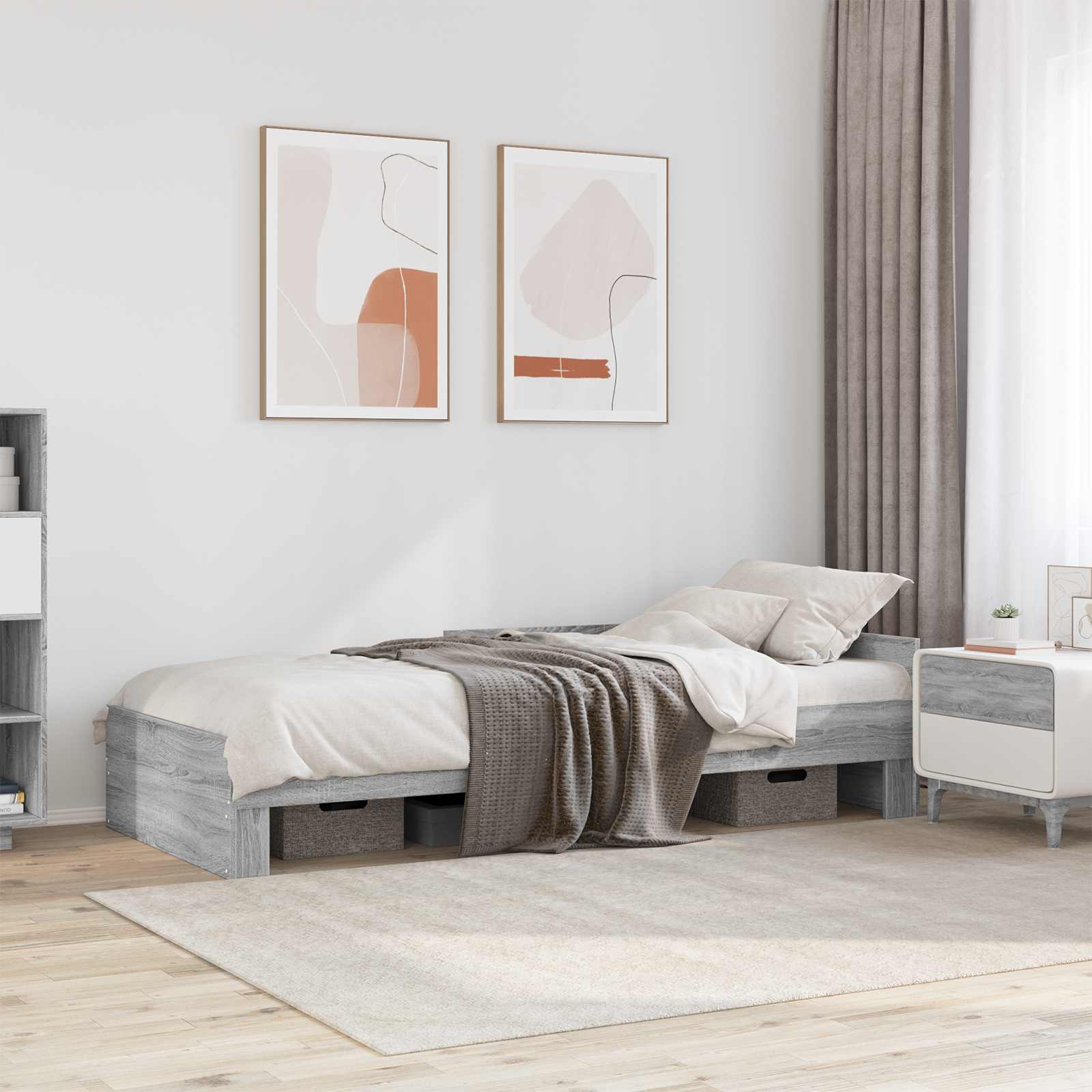 Bettgestell mit Kopfteil Grau Sonoma 80 x 200 cm Holzwerkstoff