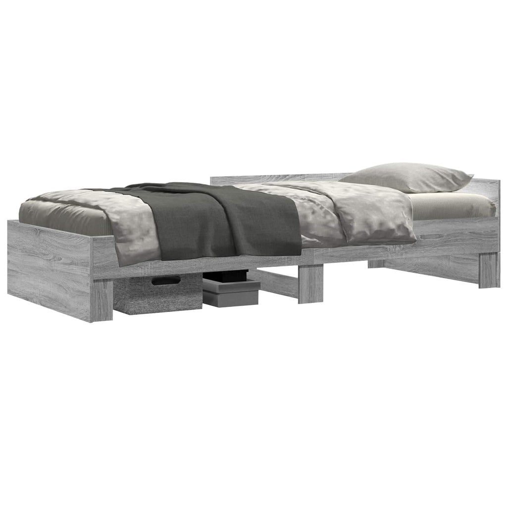 Bettgestell mit Kopfteil Grau Sonoma 80 x 200 cm Holzwerkstoff