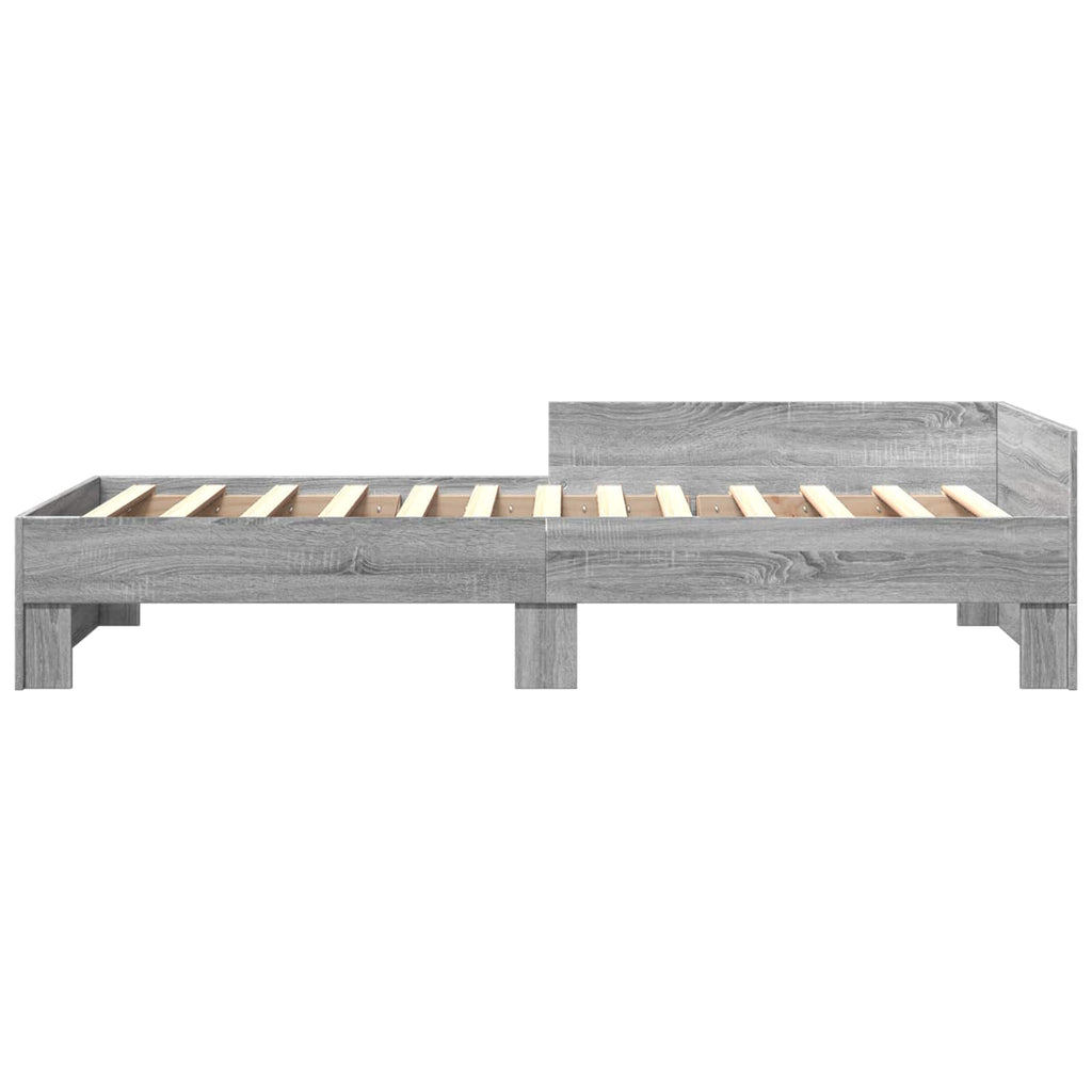 Bettgestell mit Kopfteil Grau Sonoma 80 x 200 cm Holzwerkstoff