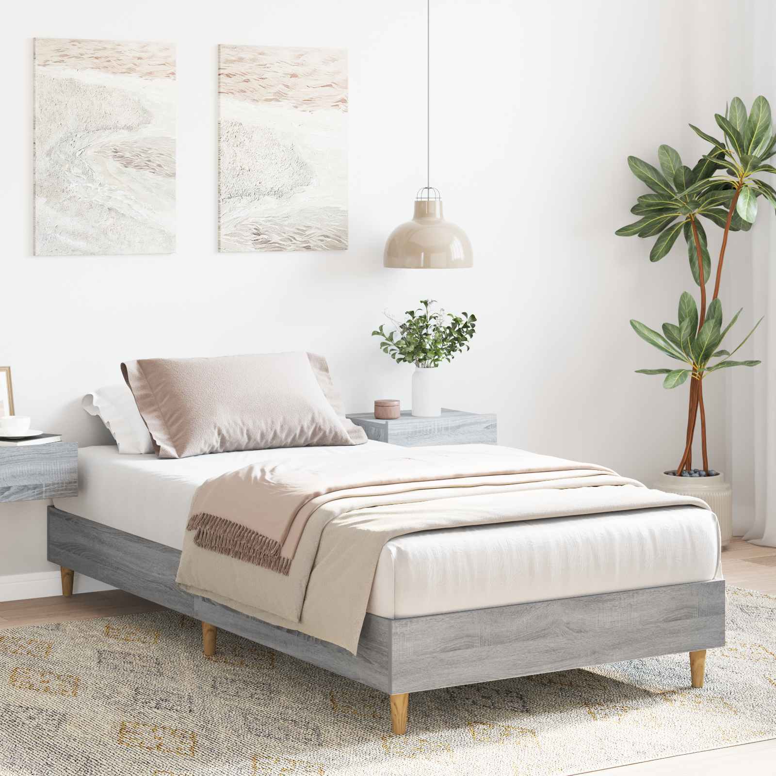 Bettrahmen Grau Sonoma 80 x 200 cm Holzwerkstoff