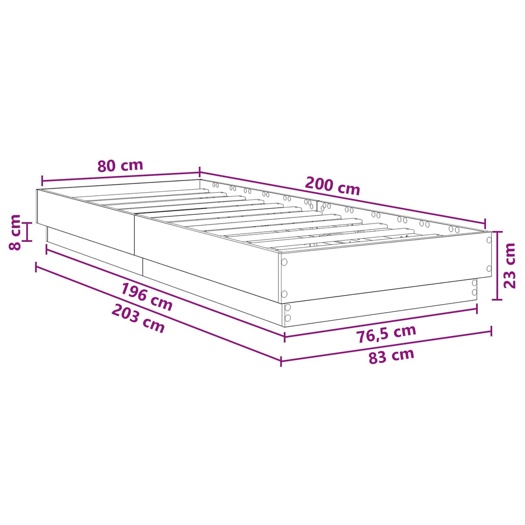 Bodenbettgestell Sonoma-Eiche 80 x 200 cm Holzwerkstoff