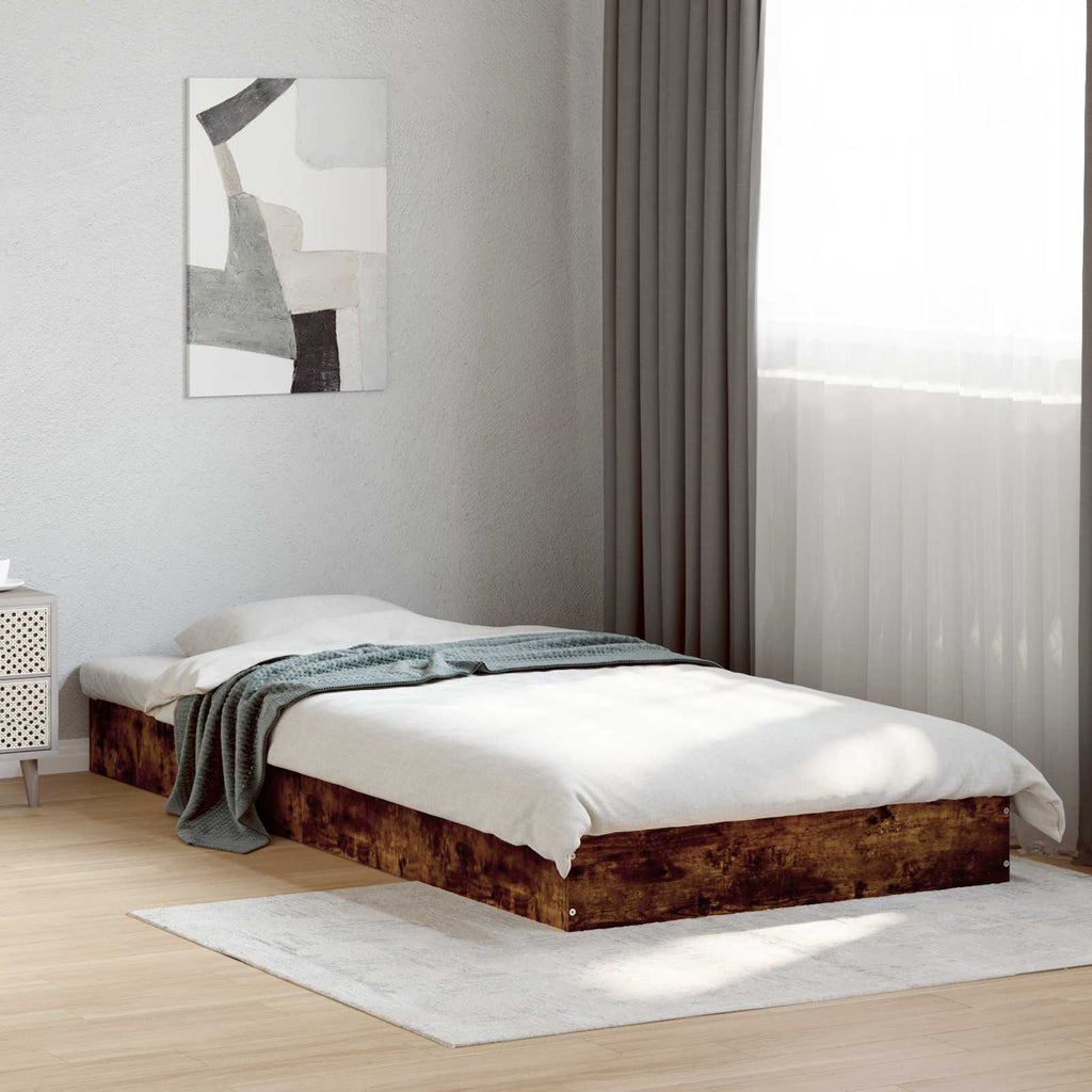 Bodenbettgestell Geräucherte Eiche 80 x 200 cm Holzwerkstoff