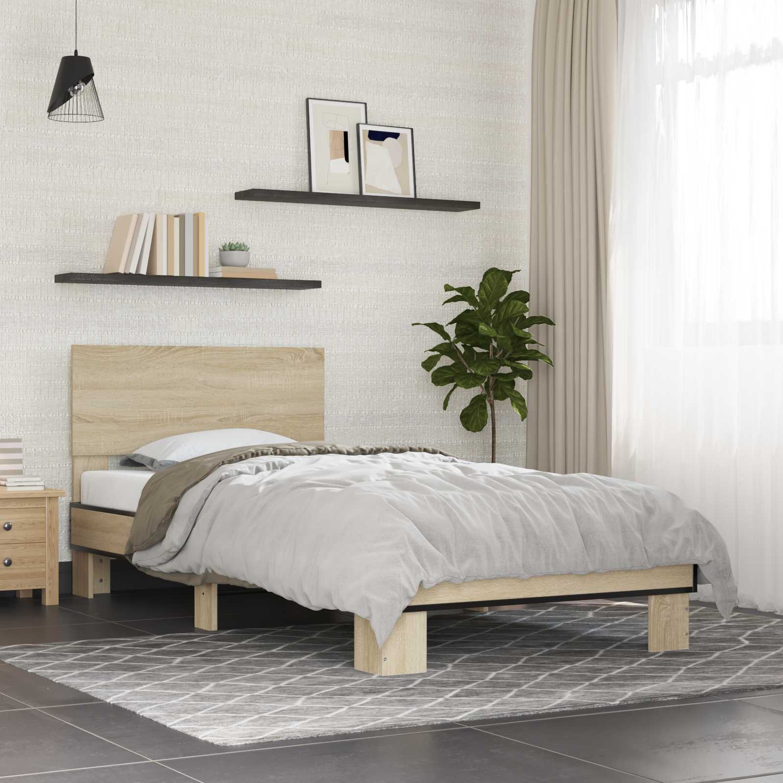 Bettgestell mit Kopfteil Sonoma-Eiche 80 x 200 cm Holzwerkstoff