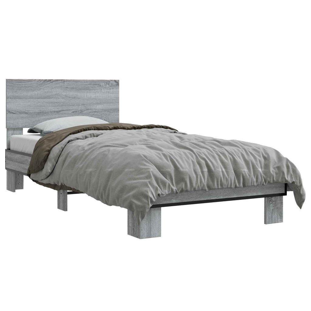 Bettgestell mit Kopfteil Grau Sonoma 80 x 200 cm Holzwerkstoff