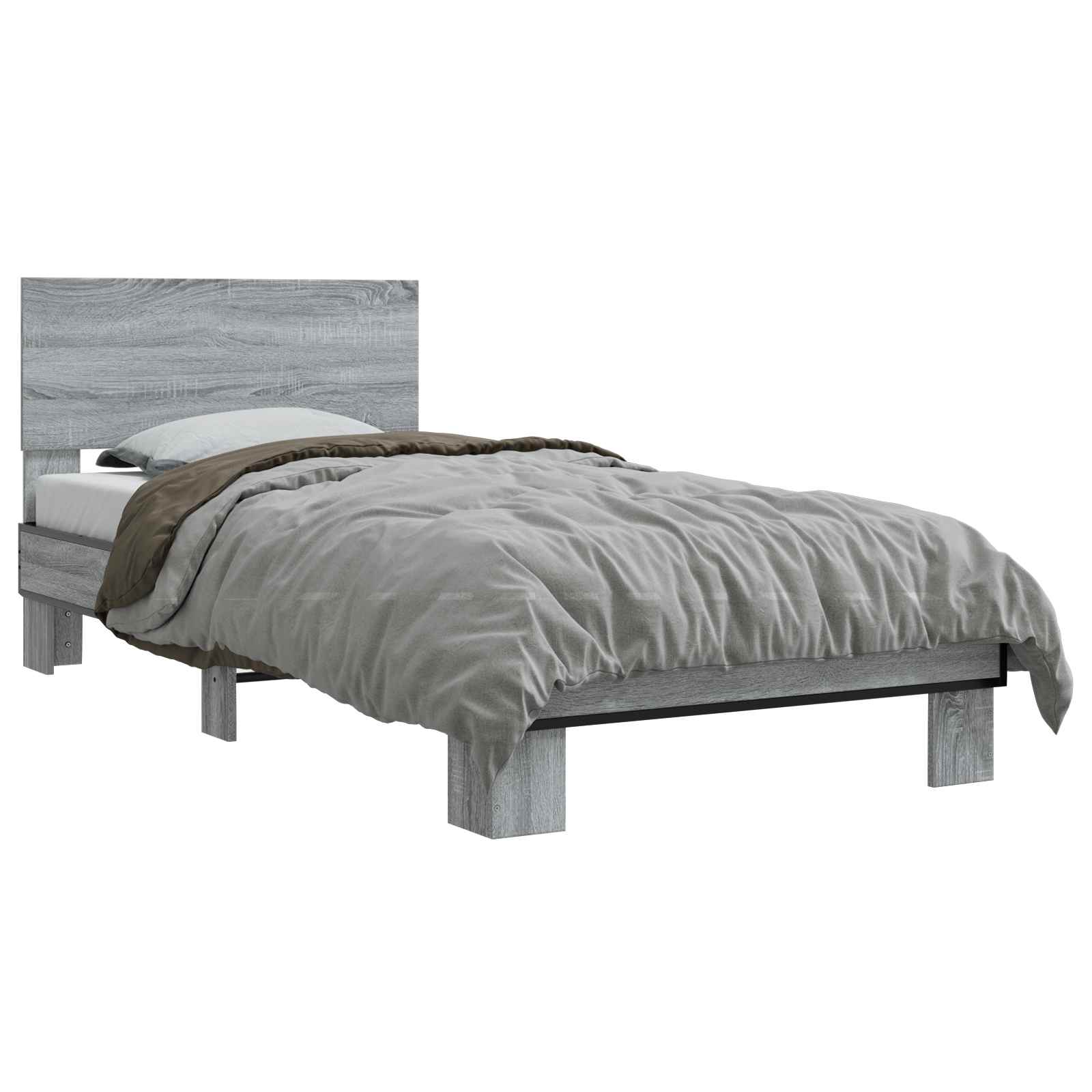 Bettgestell mit Kopfteil Grau Sonoma 80 x 200 cm Holzwerkstoff