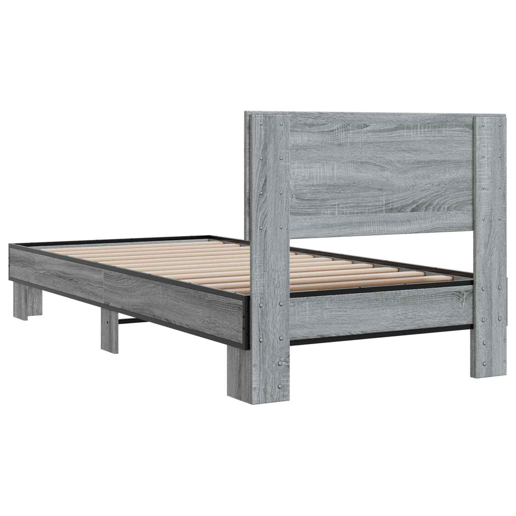 Bettgestell mit Kopfteil Grau Sonoma 80 x 200 cm Holzwerkstoff