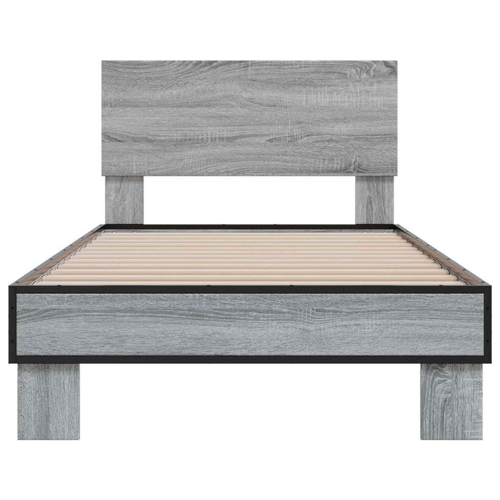Bettgestell mit Kopfteil Grau Sonoma 80 x 200 cm Holzwerkstoff