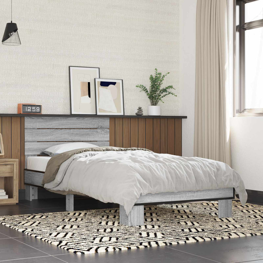 Bettgestell mit Kopfteil Grau Sonoma 80 x 200 cm Holzwerkstoff
