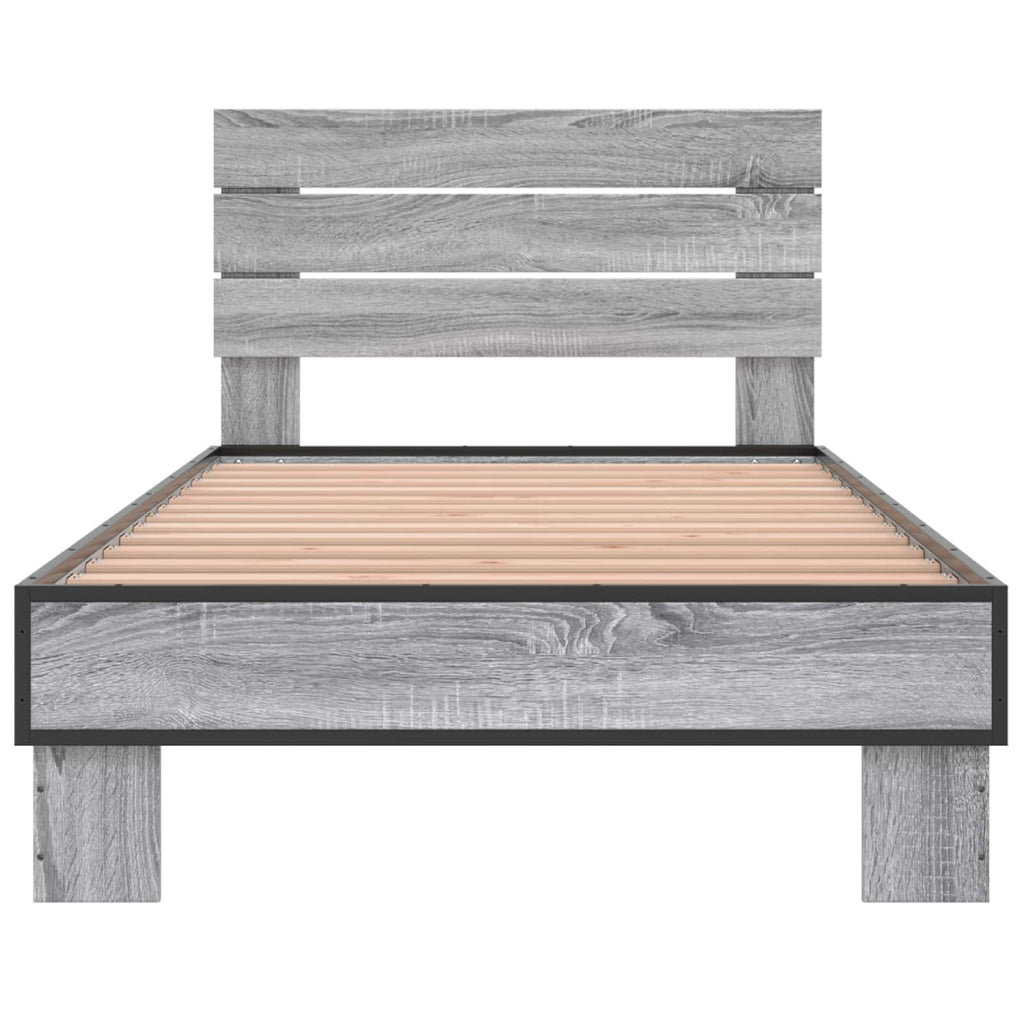 Bettgestell mit Kopfteil Grau Sonoma 80 x 200 cm Holzwerkstoff