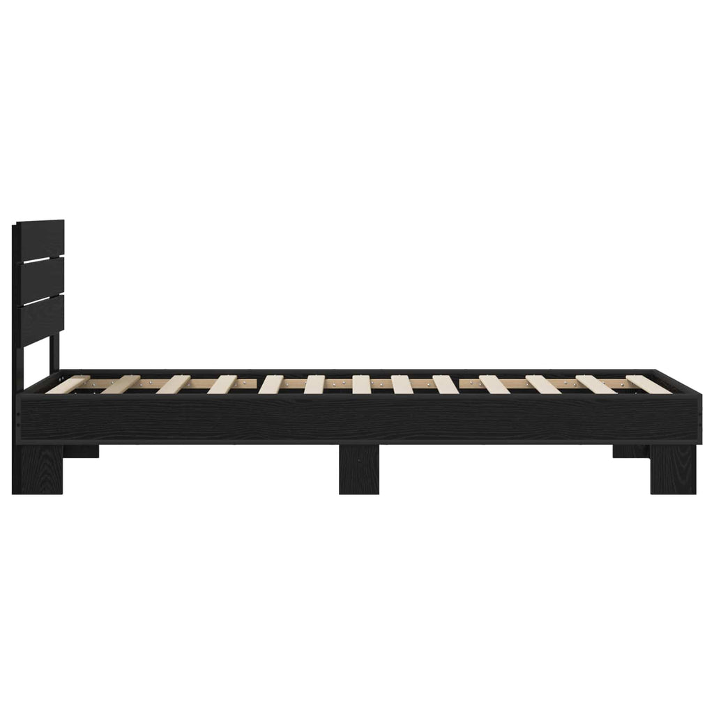 Bettgestell mit Kopfteil Schwarze Eiche 80 x 200 cm