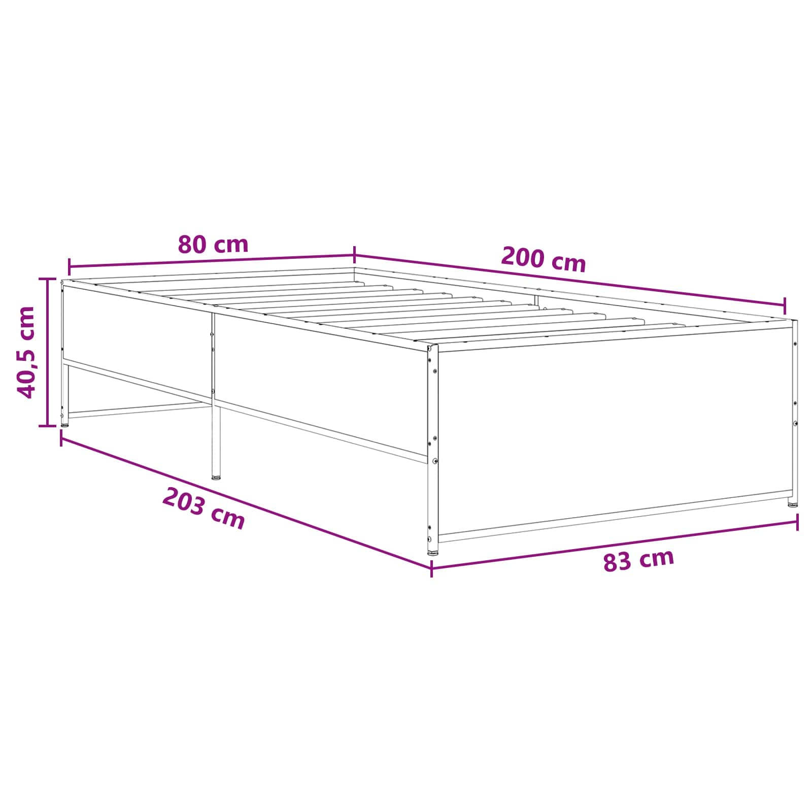 Bettrahmen Sonoma-Eiche 80 x 200 cm Holzwerkstoff