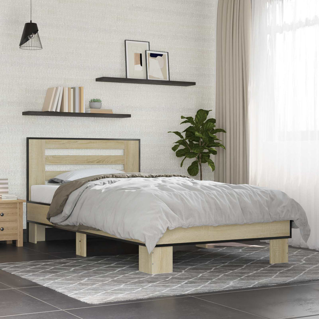 Bettgestell mit Kopfteil Sonoma-Eiche 80 x 200 cm Holzwerkstoff