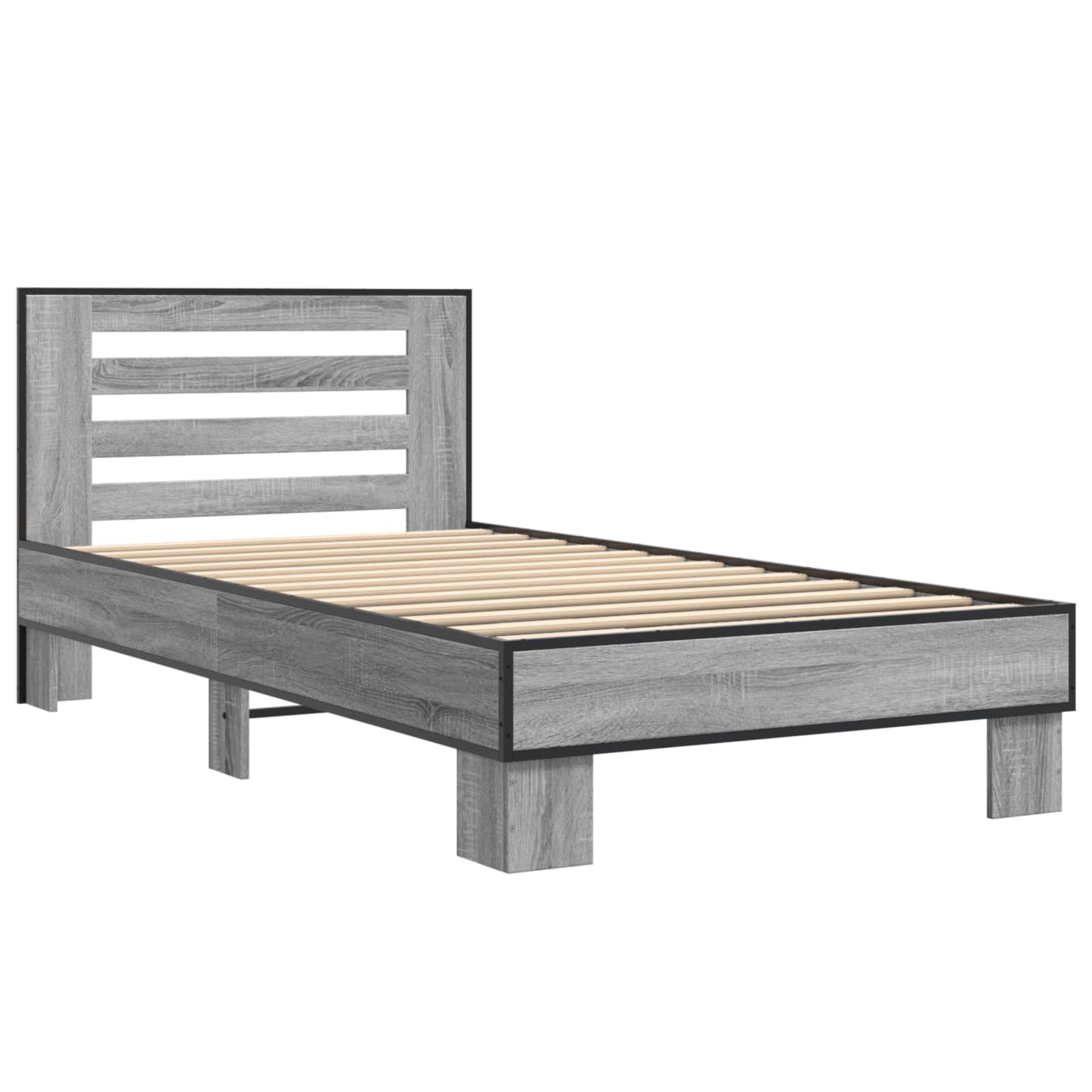 Bettgestell mit Kopfteil Grau Sonoma 80 x 200 cm Holzwerkstoff