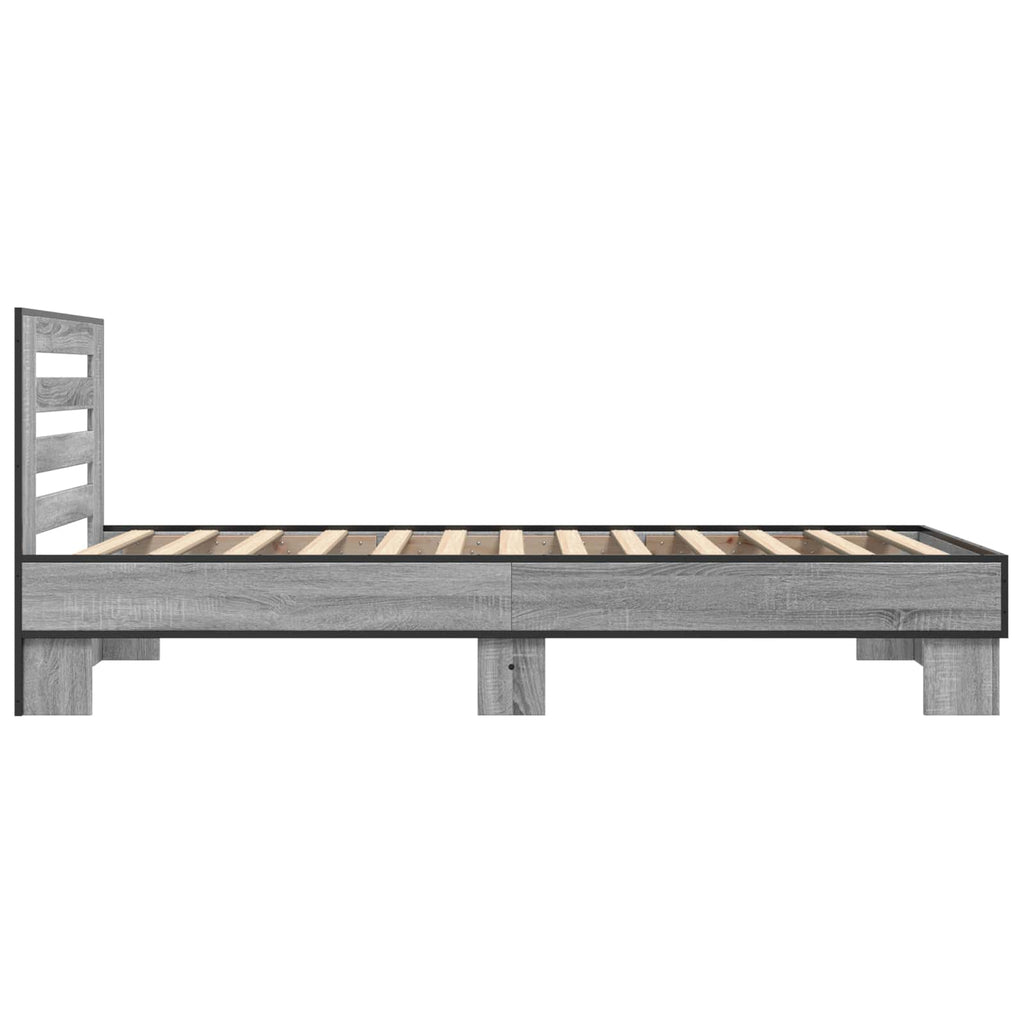 Bettgestell mit Kopfteil Grau Sonoma 80 x 200 cm Holzwerkstoff