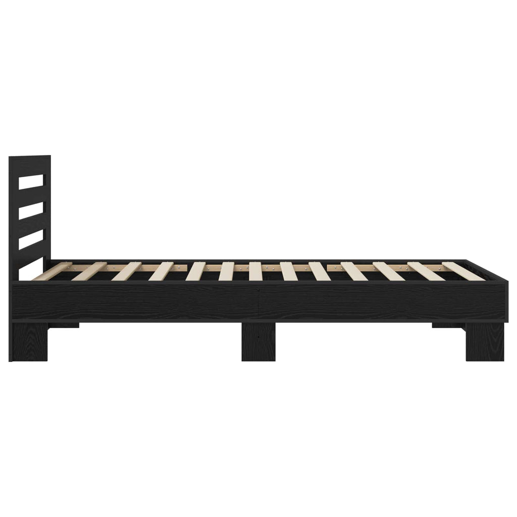 Bettgestell mit Kopfteil Schwarze Eiche 80 x 200 cm
