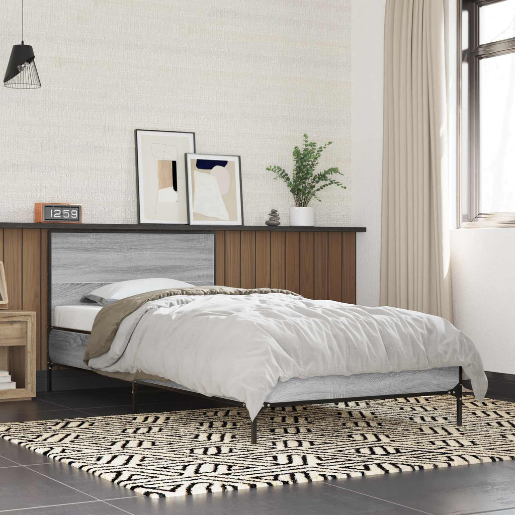Bettgestell mit Kopfteil Grau Sonoma 80 x 200 cm Holzwerkstoff