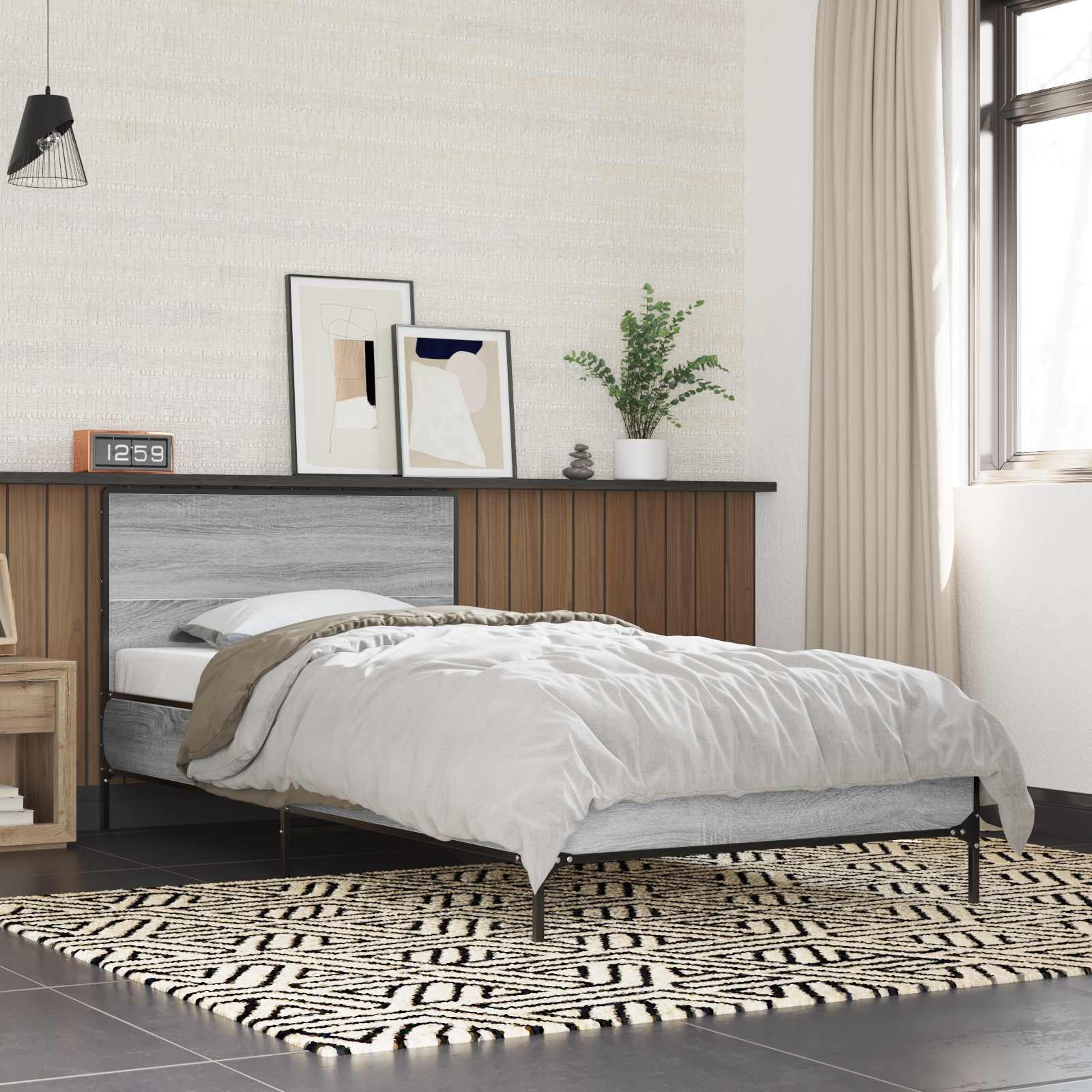 Bettgestell mit Kopfteil Grau Sonoma 80 x 200 cm Holzwerkstoff